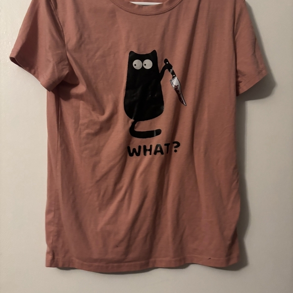 Other - Black Cat Graphic T-Shirt - Pink